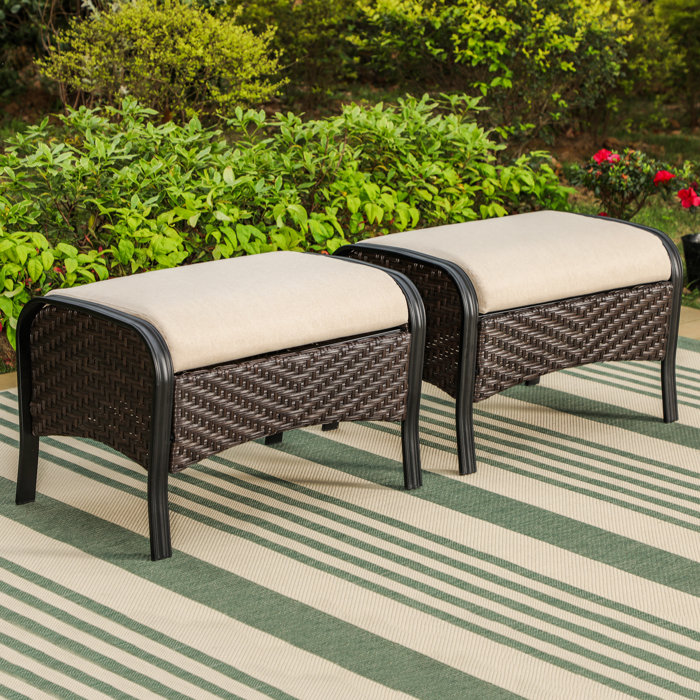 Lark Manor Argyri Outdoor Ottomans with Cushions & Reviews | Wayfair